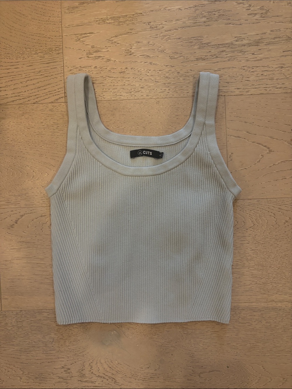 Cuts Clothing Ribbed Cropped Tank Top in Light Gray